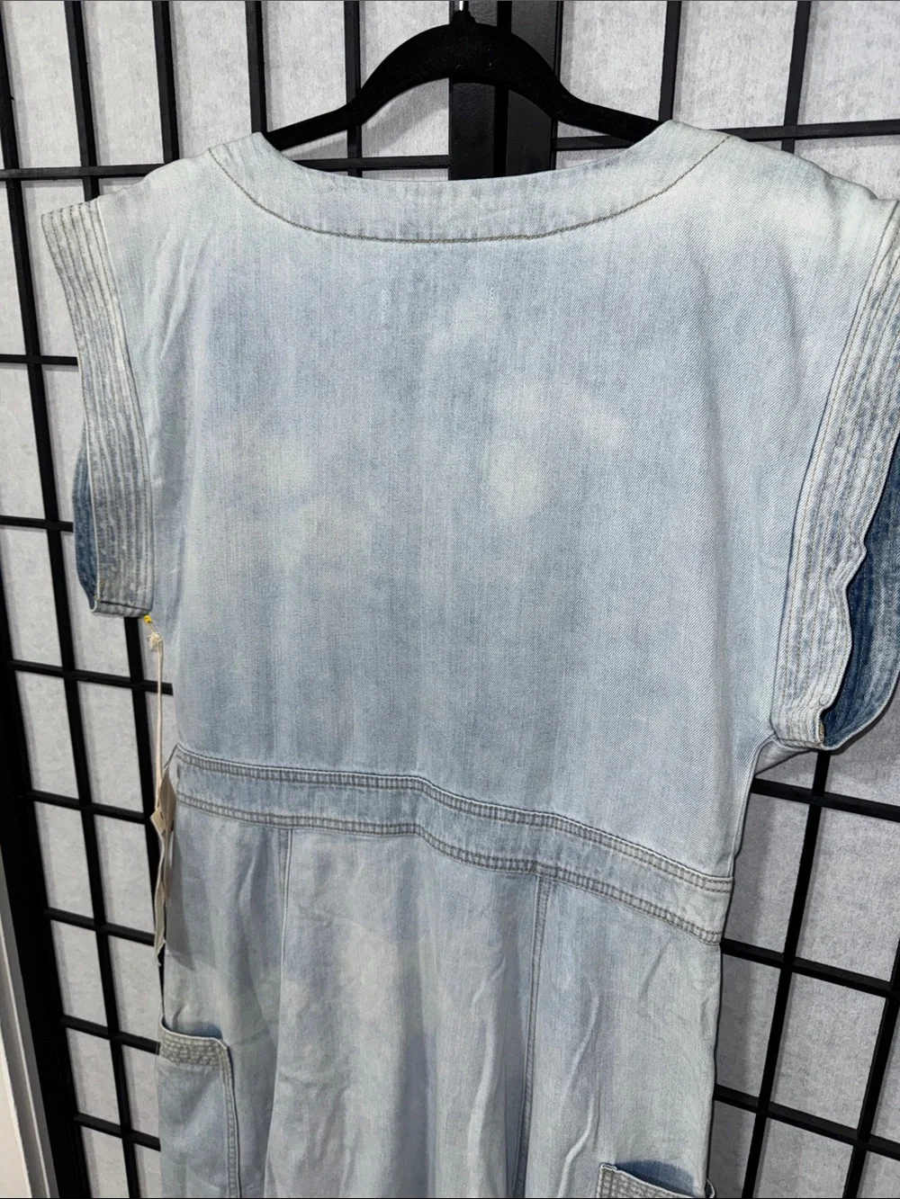 Happy Nature by Kate Hudson Denim Midi Dress 12 Light Wash Button Front Pockets - Picture 12 of 12